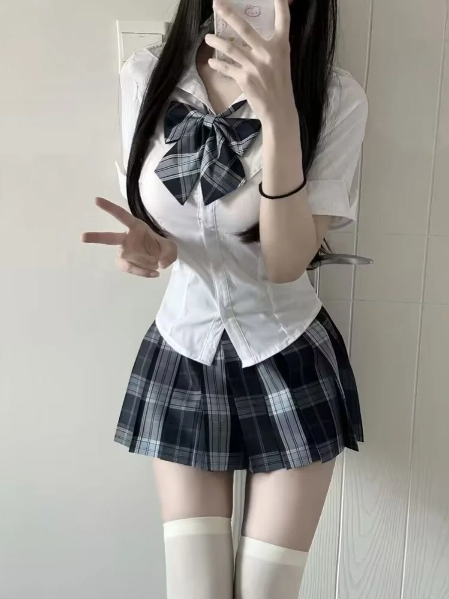 plus Size 200 Pounds Special Set Student Jk Shirt Pure Desire Style Shirt Grid Skirt Short Skirt Uniform Two Piece Set
plus Size 200 Pounds Special Set Student Jk Shirt Pure Desire Style Shirt Grid Skirt Short Skirt Uniform Two Piece Set
