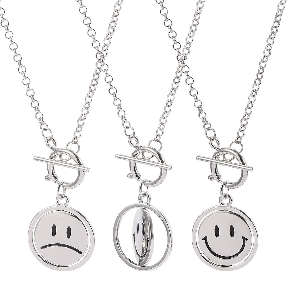 Rotatable Smiling Face Crying Face Necklace Fashion Simple Punk Style Sweater Chain Pendant Jewelry Accessory for Men And Women
Rotatable Smiling Face Crying Face Necklace Fashion Simple Punk Style Sweater Chain Pendant Jewelry Accessory for Men And Women
