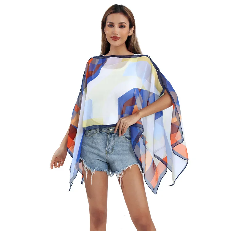 New spring and summer Cape versatile pullover beach scarf chiffon printed sunscreen scarf shawl dual-purpose women Cloak
New spring and summer Cape versatile pullover beach scarf chiffon printed sunscreen scarf shawl dual-purpose women Cloak