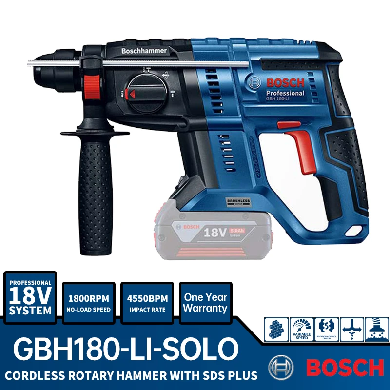 BOSCH Brushless Electric Hammer Drill GBH180 18V Cordless Lithium Electric Impact Puncher Rotary Tools Construction Impact Drill
BOSCH Brushless Electric Hammer Drill GBH180 18V Cordless Lithium Electric Impact Puncher Rotary Tools Construction Impact Drill