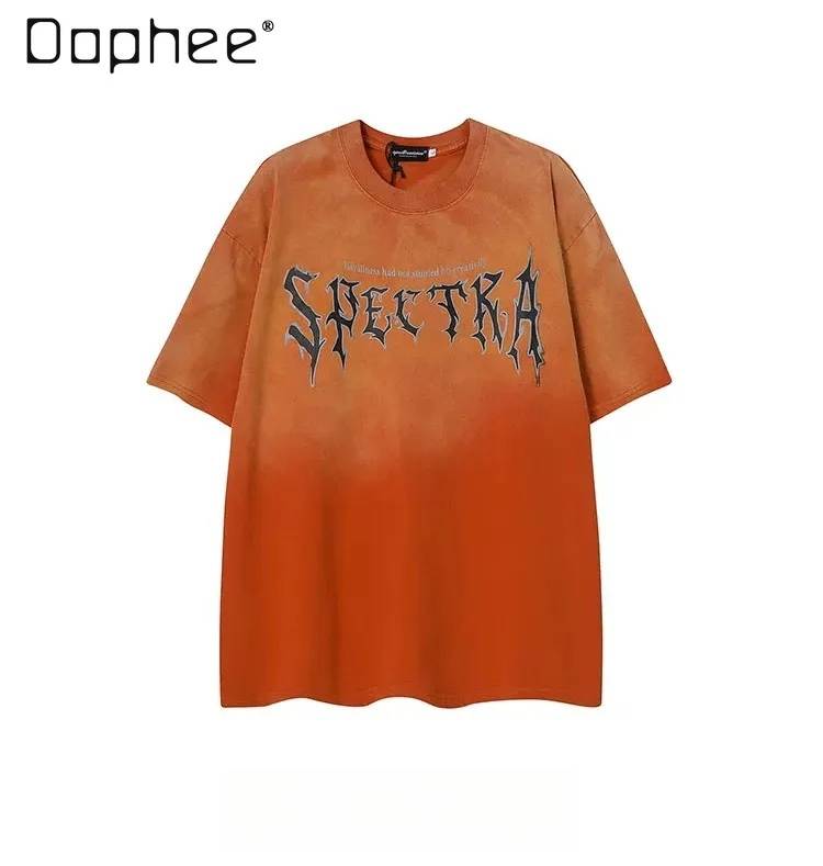 Summer Men's Y2K Gothic Spectra Print Orange Gradient Loose Short Sleeve Streetwear Casual Cotton Round Neck T-Shirt
Summer Men's Y2K Gothic Spectra Print Orange Gradient Loose Short Sleeve Streetwear Casual Cotton Round Neck T-Shirt