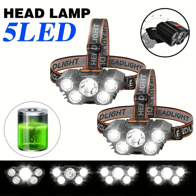 High brightness 5 LED headlights with 4 modes, USB rechargeable emergency light, durable ABS material, easy to carry lanyard
High brightness 5 LED headlights with 4 modes, USB rechargeable emergency light, durable ABS material, easy to carry lanyard