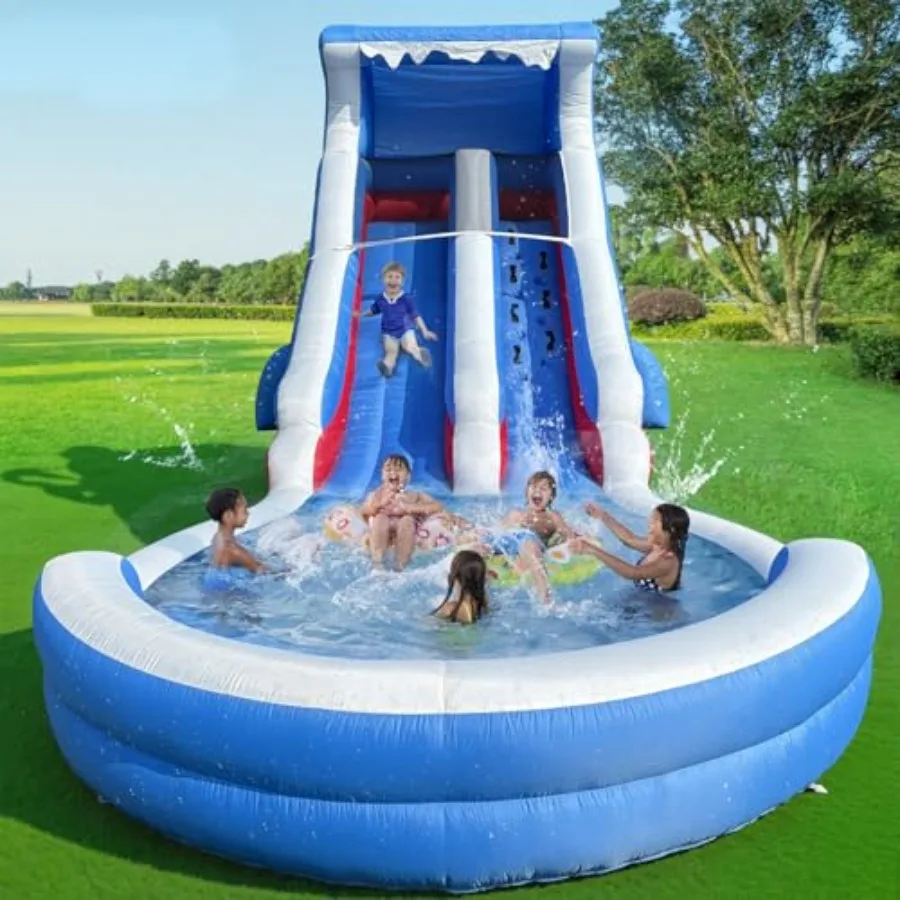 Backyard summer party inflatable water slide for kids with splash pool heavy-duty PVC blue material wet dry use 22FT enhanced v
Backyard summer party inflatable water slide for kids with splash pool heavy-duty PVC blue material wet dry use 22FT enhanced v
