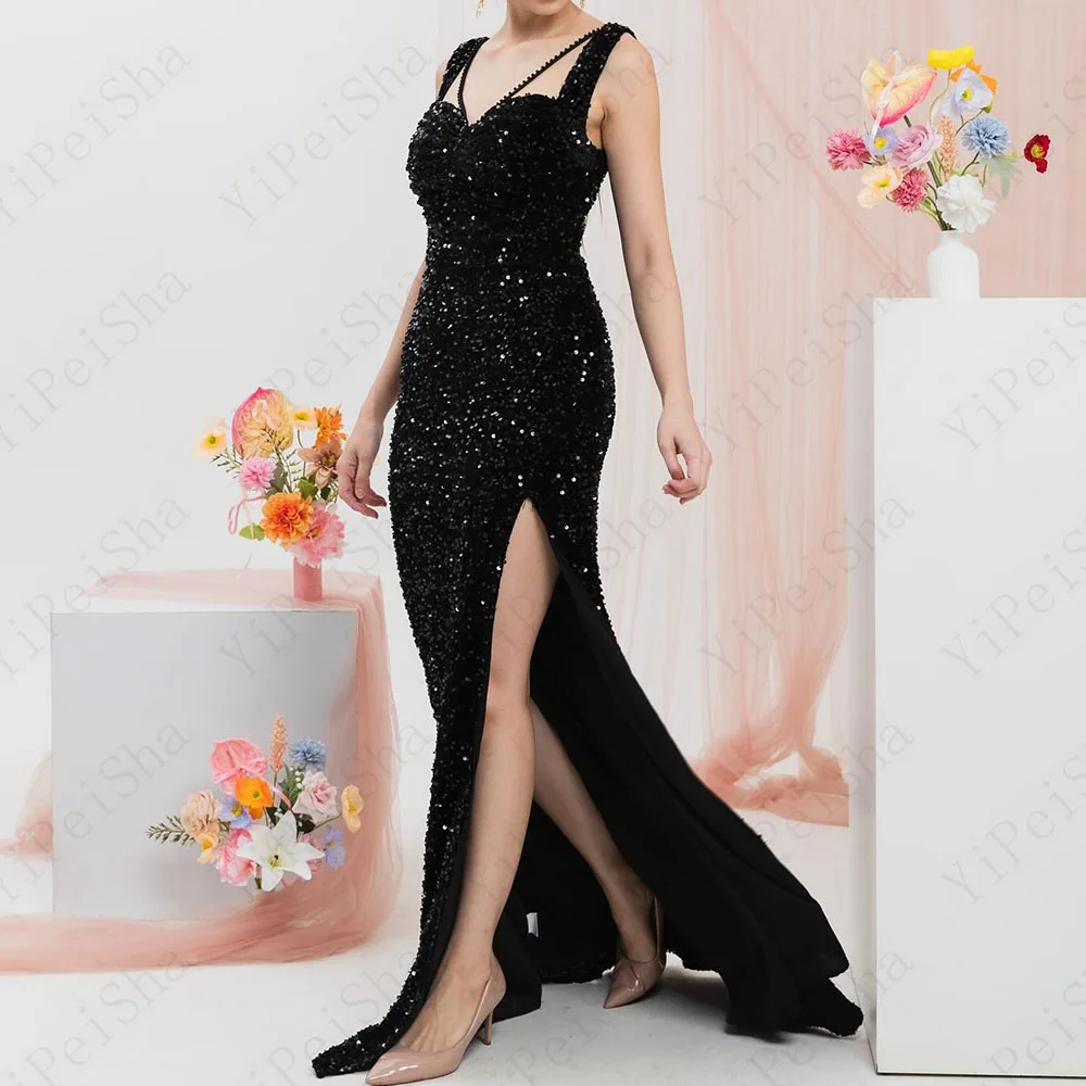 Customized A-Line Prom Dresses Floor-Length V-Neck Sleeveless Evening Gown Fashion Sequined Side Split Draped Party Gown
Customized A-Line Prom Dresses Floor-Length V-Neck Sleeveless Evening Gown Fashion Sequined Side Split Draped Party Gown