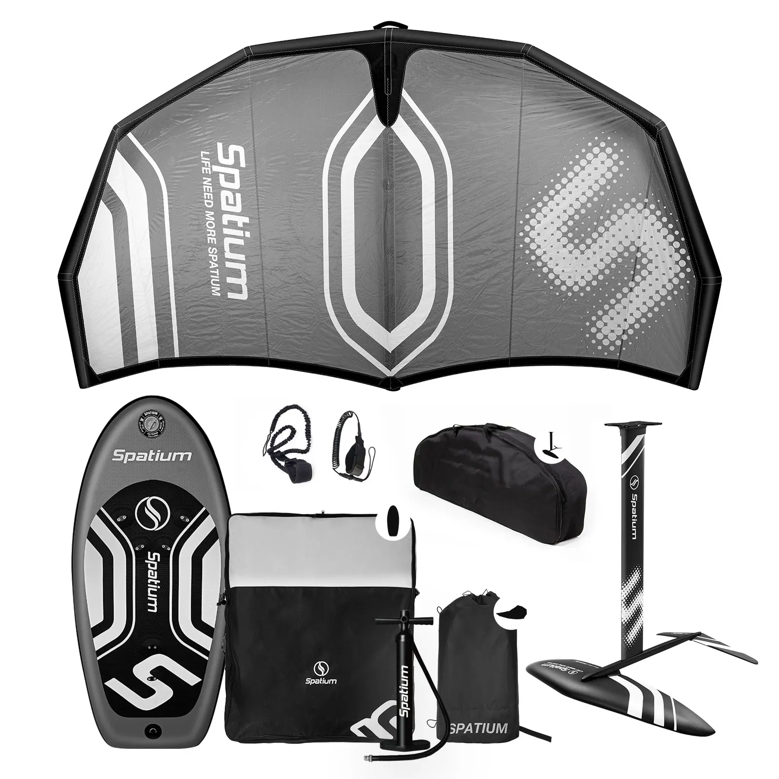 Spatium Dark Grey Windfoil with Hydrofoil Inflatable Hydrofoil Board with Inflatable Wind Wing for Outdoor, 5㎡/6㎡
Spatium Dark Grey Windfoil with Hydrofoil Inflatable Hydrofoil Board with Inflatable Wind Wing for Outdoor, 5㎡/6㎡