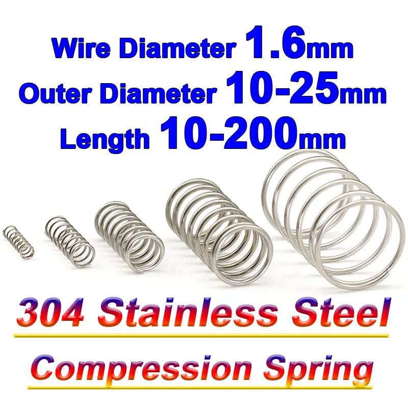 1.6mm Compression Spring Stainless Steel Cylindrical Coil Y Type Compressed Backspring Shock Absorbing Pressure Return Springs
1.6mm Compression Spring Stainless Steel Cylindrical Coil Y Type Compressed Backspring Shock Absorbing Pressure Return Springs
