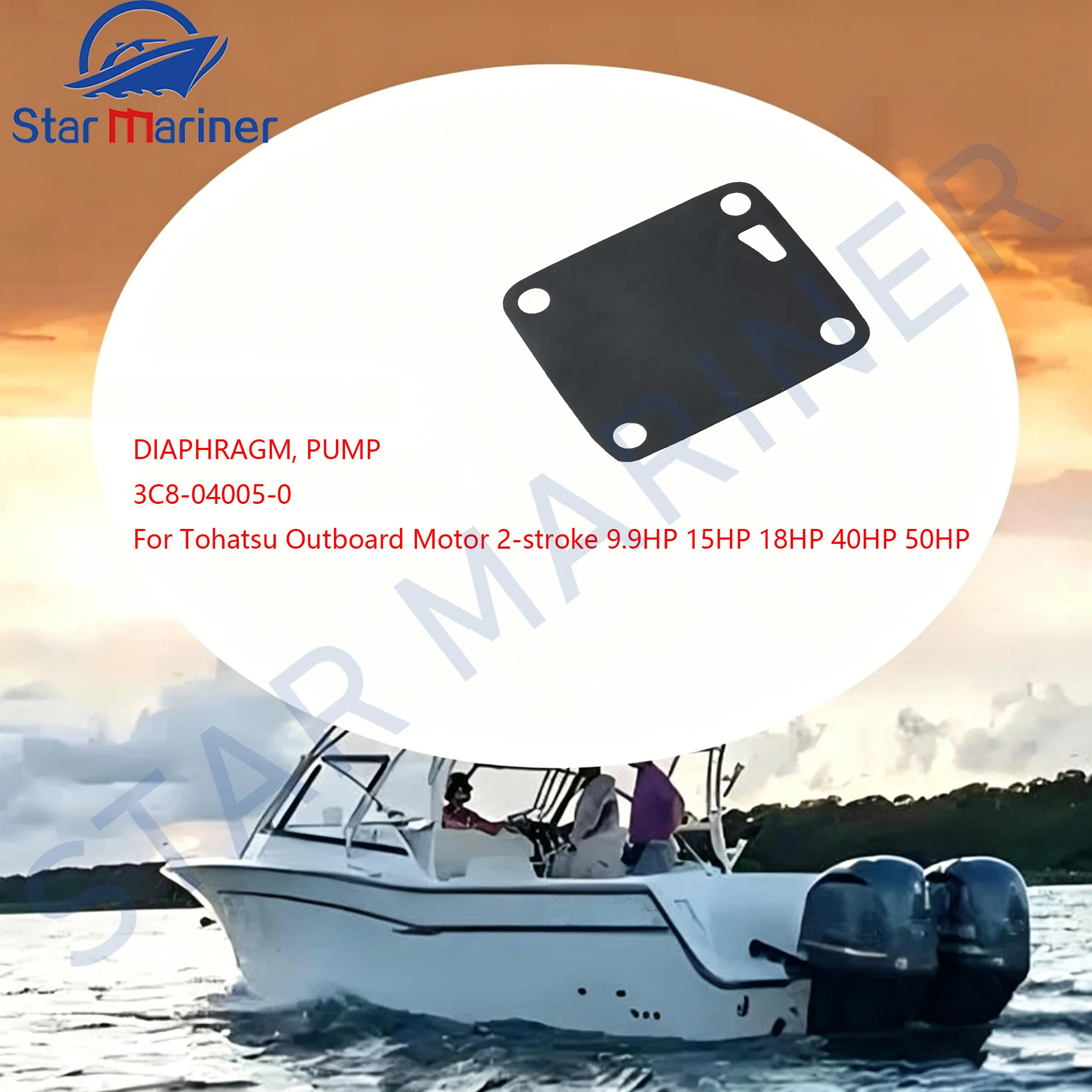 DIAPHRAGM, PUMP 3C8-04005-0 For Tohatsu Outboard Motor 2-stroke 9.9HP 15HP 18HP 40HP 50HP 3C8-04005 Boat Engine Replaces Parts
DIAPHRAGM, PUMP 3C8-04005-0 For Tohatsu Outboard Motor 2-stroke 9.9HP 15HP 18HP 40HP 50HP 3C8-04005 Boat Engine Replaces Parts