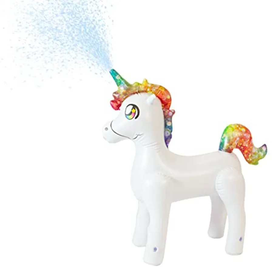 Backyard water play: PVC inflatable unicorn sprinkler in pastel pink extra-large 6-foot size with stable ground pegs for kids a
Backyard water play: PVC inflatable unicorn sprinkler in pastel pink extra-large 6-foot size with stable ground pegs for kids a