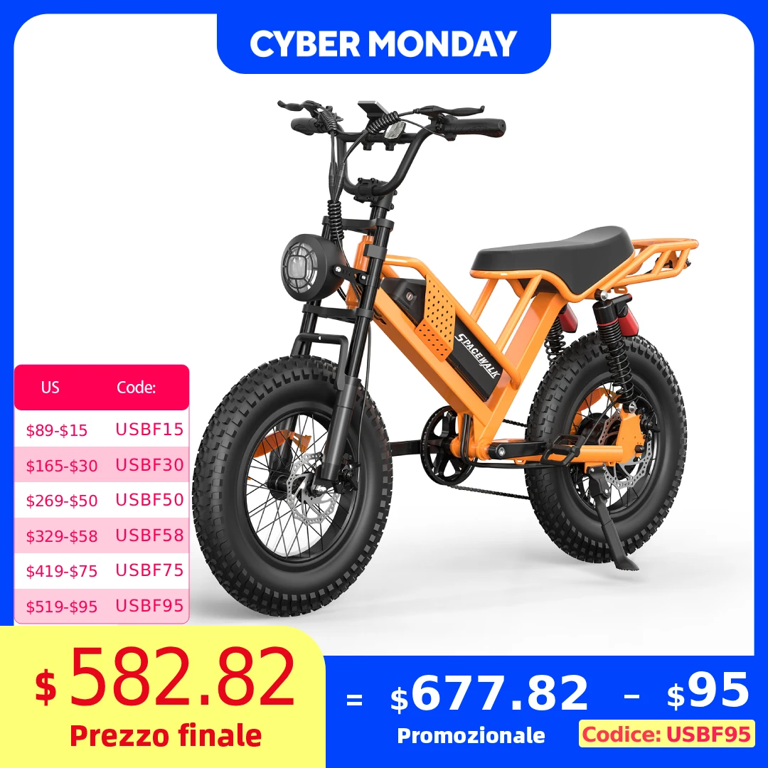 Spacewalk M7 Electric Bike for Adults 750W Electric Bicycle 48V 15AH E Bike 20" Fat Tire Mountain 24.9mph 4X Suspension Ebike
Spacewalk M7 Electric Bike for Adults 750W Electric Bicycle 48V 15AH E Bike 20" Fat Tire Mountain 24.9mph 4X Suspension Ebike