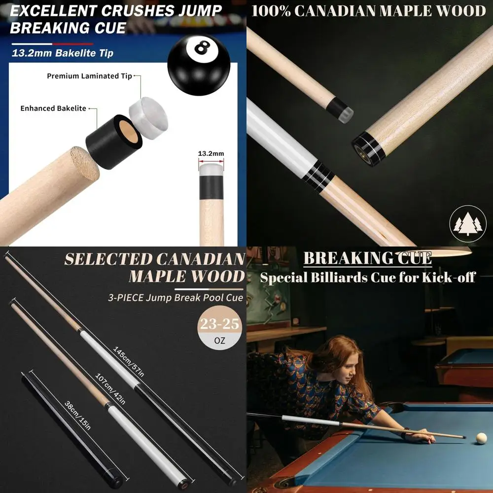 Кий для пула 2-в-1 (джамп-брейк) 23-25 унций, 28 унций, из кленового дерева, для тяжелых ударов, комплект из 3 предметов
Кий для пула 2-в-1 (джамп-брейк) 23-25 унций, 28 унций, из кленового дерева, для тяжелых ударов, комплект из 3 предметов