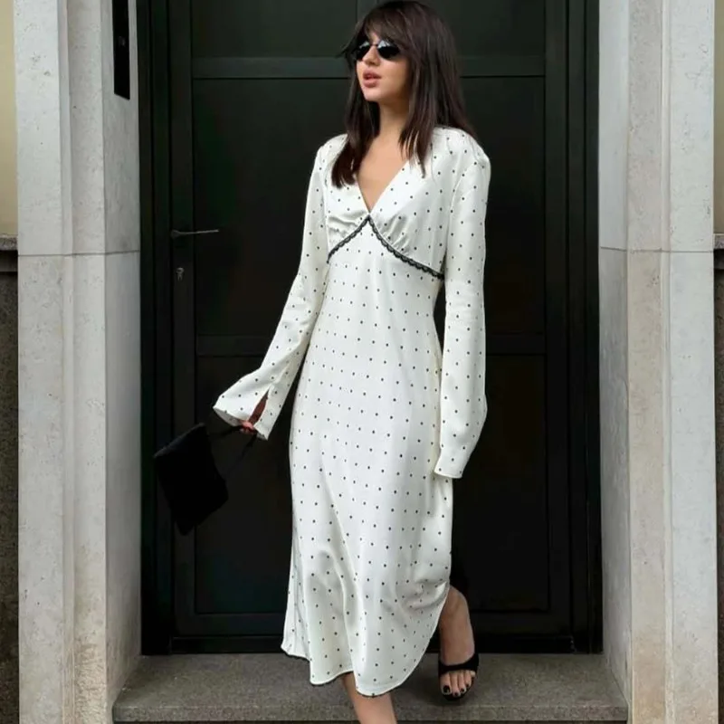 Ticketsx Women's Fashion Polka Dot Dress Summer New Satin Lace Patchwork Slim Long Dress Elegant Vintage Female Streetwear Dress
Ticketsx Women's Fashion Polka Dot Dress Summer New Satin Lace Patchwork Slim Long Dress Elegant Vintage Female Streetwear Dress