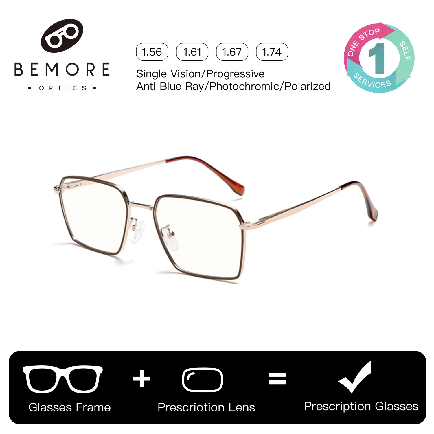 BEMORE Square Alloy Prescription Graduated Glasses for Myopia Men Photochromic Anti Blue Light Optical Eyeglasses
BEMORE Square Alloy Prescription Graduated Glasses for Myopia Men Photochromic Anti Blue Light Optical Eyeglasses