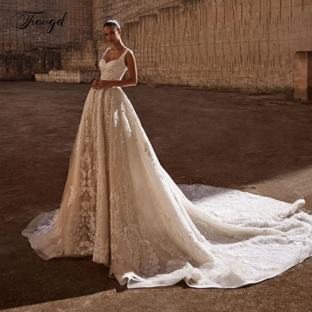 Customized A-Line Elegant Wedding Dresses Sweetheart Sleeveless Vestido De Novia Lace Beaded Sequined Luxury Robe De Mariee
Customized A-Line Elegant Wedding Dresses Sweetheart Sleeveless Vestido De Novia Lace Beaded Sequined Luxury Robe De Mariee