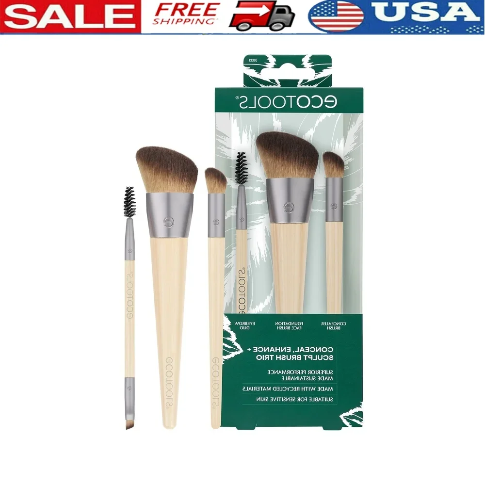 Concealer Foundation Eyebrow Brush Set 3PC Sustainable Makeup Brushes Liquid Cream Powder Sensitive Skin Eco-Friendly
Concealer Foundation Eyebrow Brush Set 3PC Sustainable Makeup Brushes Liquid Cream Powder Sensitive Skin Eco-Friendly
