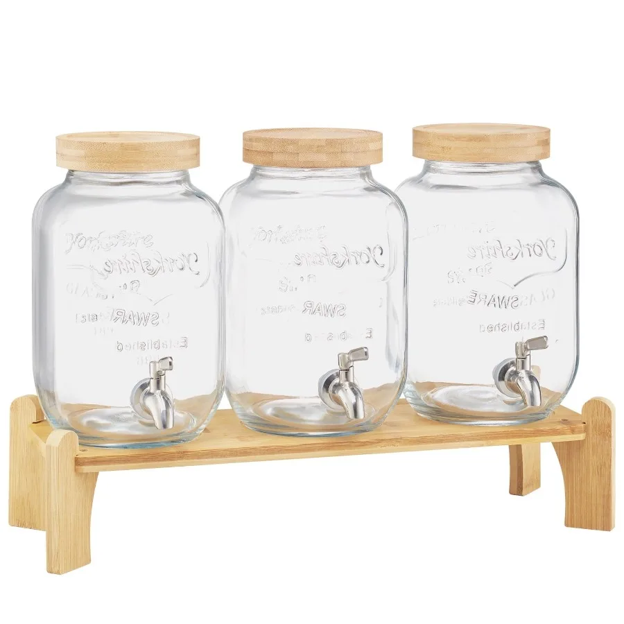 Clear Glass Beverage Dispenser with Natural Wood Lid Stand, Stainless Steel Spigot 3-Pack, 1-Gallon Capacity for Parties, Weddi
Clear Glass Beverage Dispenser with Natural Wood Lid Stand, Stainless Steel Spigot 3-Pack, 1-Gallon Capacity for Parties, Weddi
