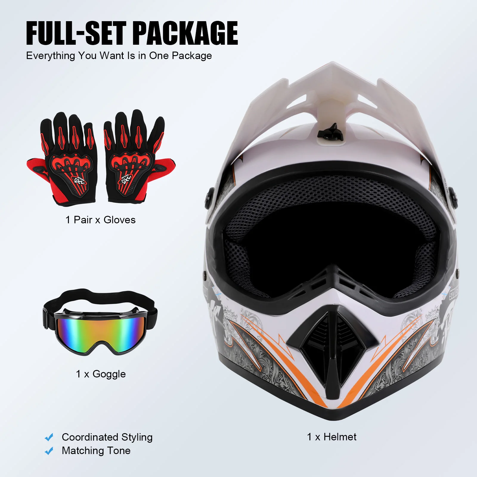 Motocross Youth Helmet+Goggles+Gloves Kit Off-Road Dirt Bike Racing ATV Protect
Motocross Youth Helmet+Goggles+Gloves Kit Off-Road Dirt Bike Racing ATV Protect
