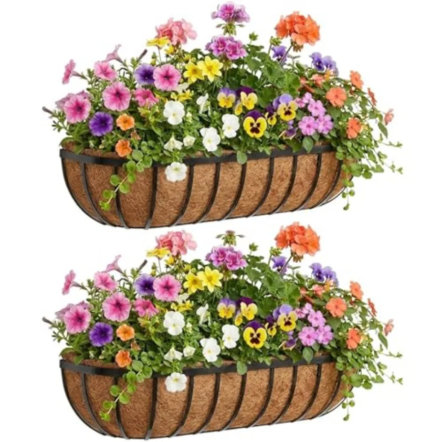 30 Inch Railing Planter Boxes 2 Pack Metal Window Box Planters with Coco Coir Liners, Horse Trough Planter with Adjustable Brac
30 Inch Railing Planter Boxes 2 Pack Metal Window Box Planters with Coco Coir Liners, Horse Trough Planter with Adjustable Brac