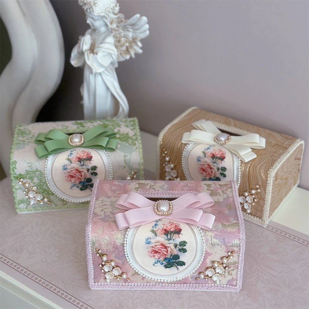 Korean Romantic Tissue Box Oil Painting Style Lace Tissue Box Pearl Bow Fabric Household Car Paper Box Pink Green Brown
Korean Romantic Tissue Box Oil Painting Style Lace Tissue Box Pearl Bow Fabric Household Car Paper Box Pink Green Brown