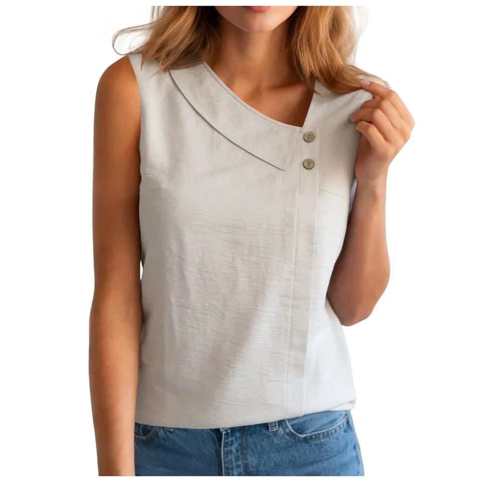 Women's Summer Cotton Linen Tank Tops Elegant Plain Asymmetrical Sleeveless Tunic Blouse Casual Vest Ladies Tanks And Camis
Women's Summer Cotton Linen Tank Tops Elegant Plain Asymmetrical Sleeveless Tunic Blouse Casual Vest Ladies Tanks And Camis