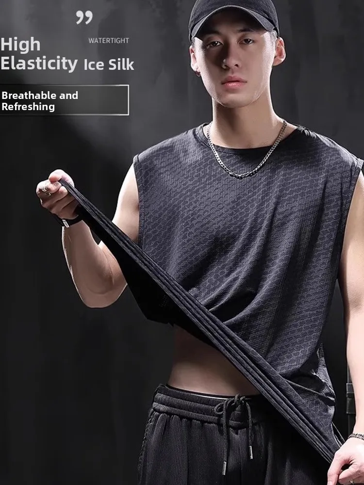 Ice Silk Men's Tank Top Summer Thin Sport Fitn High Elastic Svel T-irt Loose Large Size Casual Leisure Upper Apparel
Ice Silk Men's Tank Top Summer Thin Sport Fitn High Elastic Svel T-irt Loose Large Size Casual Leisure Upper Apparel