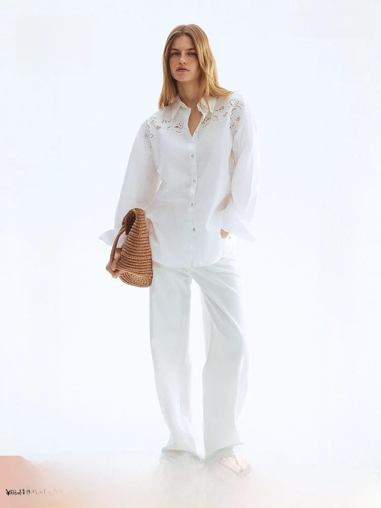 Spring New Women's Hollow out Embroidered Cotton irt Loose Fit Long Sve Casual Sle Button down Office Ready
Spring New Women's Hollow out Embroidered Cotton irt Loose Fit Long Sve Casual Sle Button down Office Ready