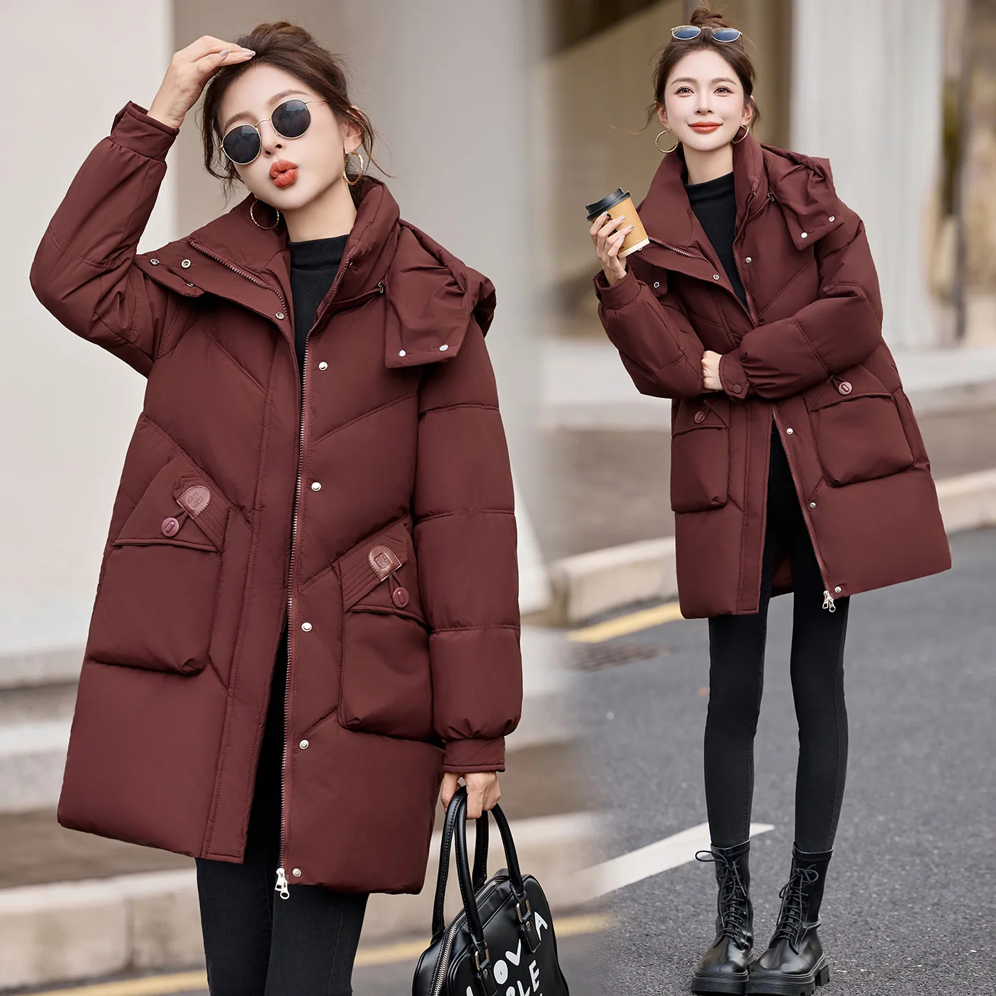 Women's Mid-Length down Cotton Jaet Loose Fit Thiened Winter Coat Detachable Hood Korean Sle Commute Long Sve Zipper
Women's Mid-Length down Cotton Jaet Loose Fit Thiened Winter Coat Detachable Hood Korean Sle Commute Long Sve Zipper