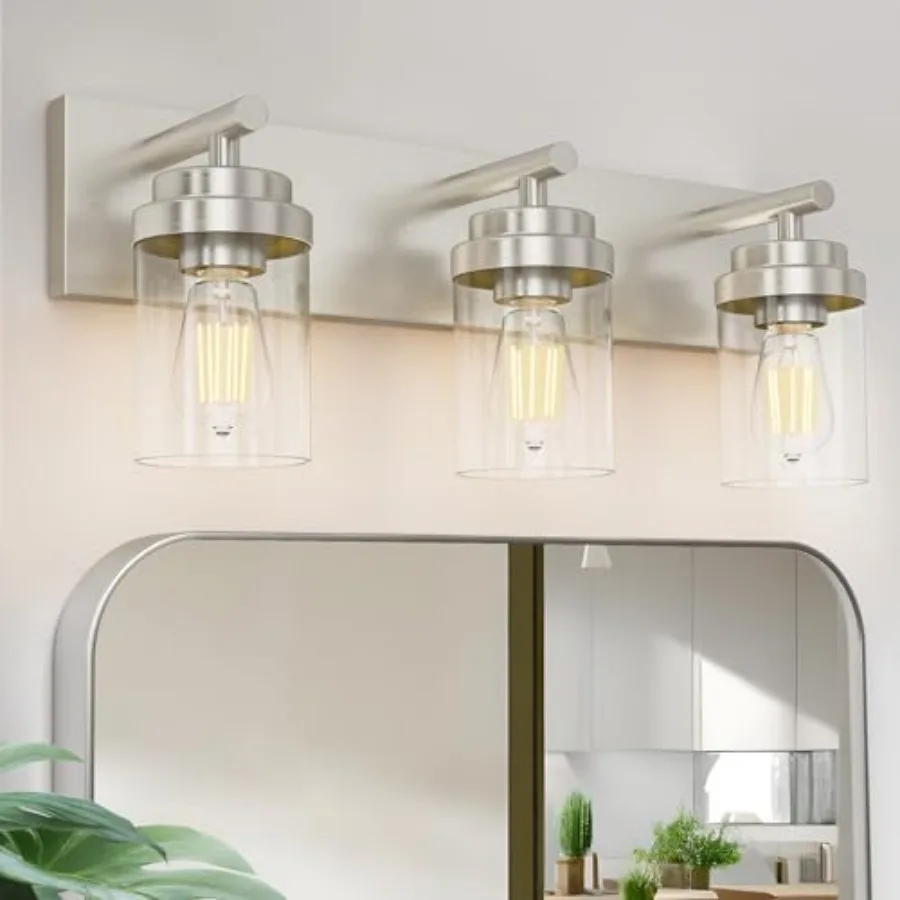 Bathroom Vanity Light Fixture, 22 Inch Brushed Nickel Bathroom Light Fixtures Over Mirror, with Clear Glass Shade, Modern Farmh
Bathroom Vanity Light Fixture, 22 Inch Brushed Nickel Bathroom Light Fixtures Over Mirror, with Clear Glass Shade, Modern Farmh
