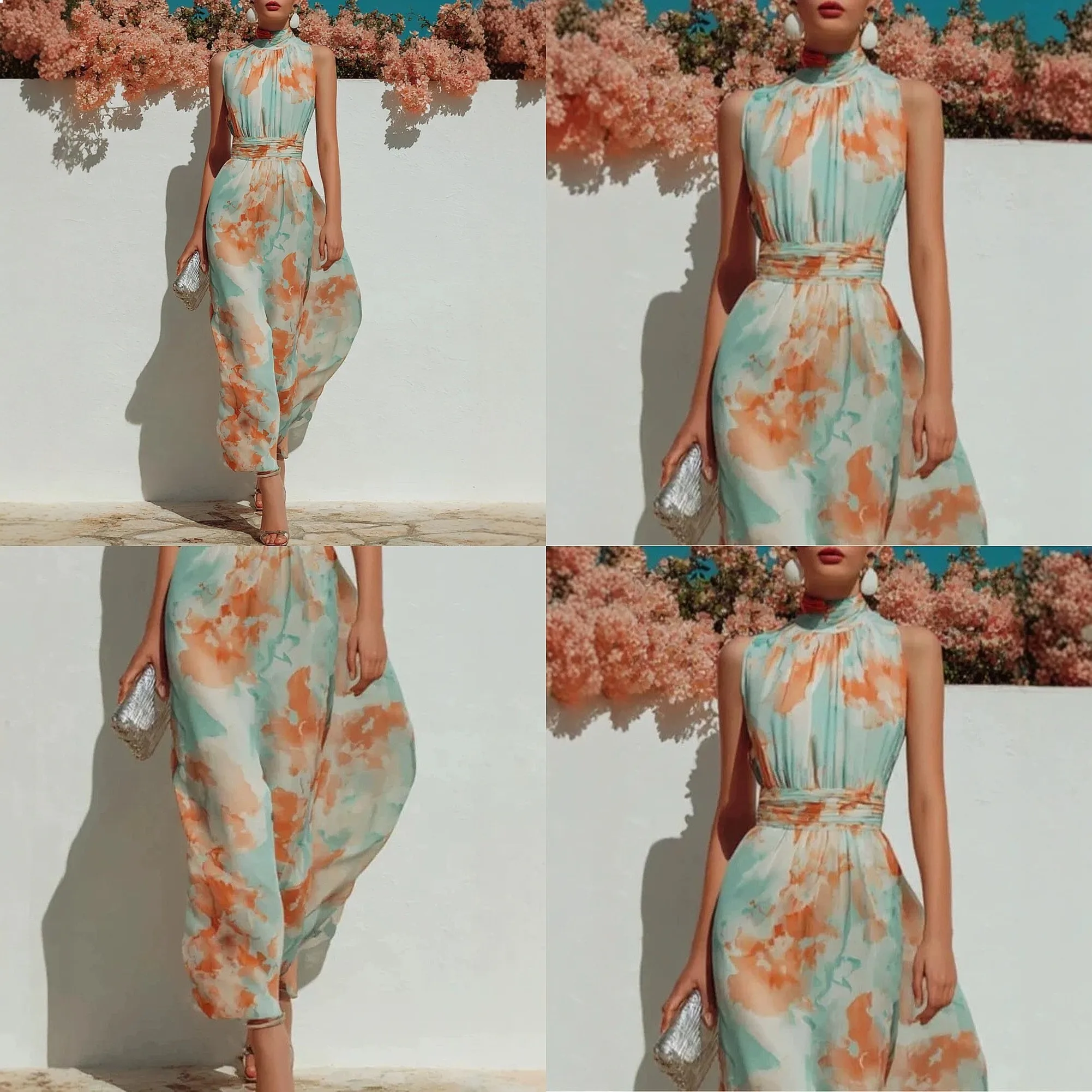 Women's Sleeveless Digital Print Dress Long Shirt Dress Blouse Top Summer Spring Flowy Pleated Waist Dresses
Women's Sleeveless Digital Print Dress Long Shirt Dress Blouse Top Summer Spring Flowy Pleated Waist Dresses