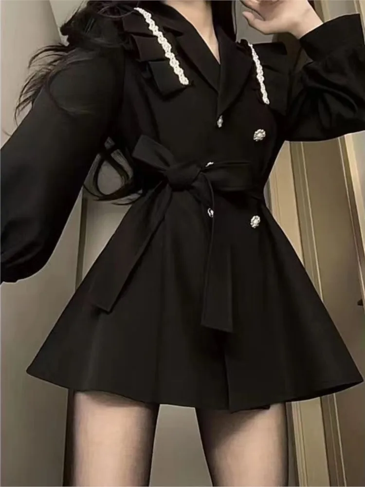 Korean Fashion Black Blazer Dresses for Women Lantern Sleeve Elegant Chic Double Breasted A-line Autumn Casual Mini Dress New
Korean Fashion Black Blazer Dresses for Women Lantern Sleeve Elegant Chic Double Breasted A-line Autumn Casual Mini Dress New