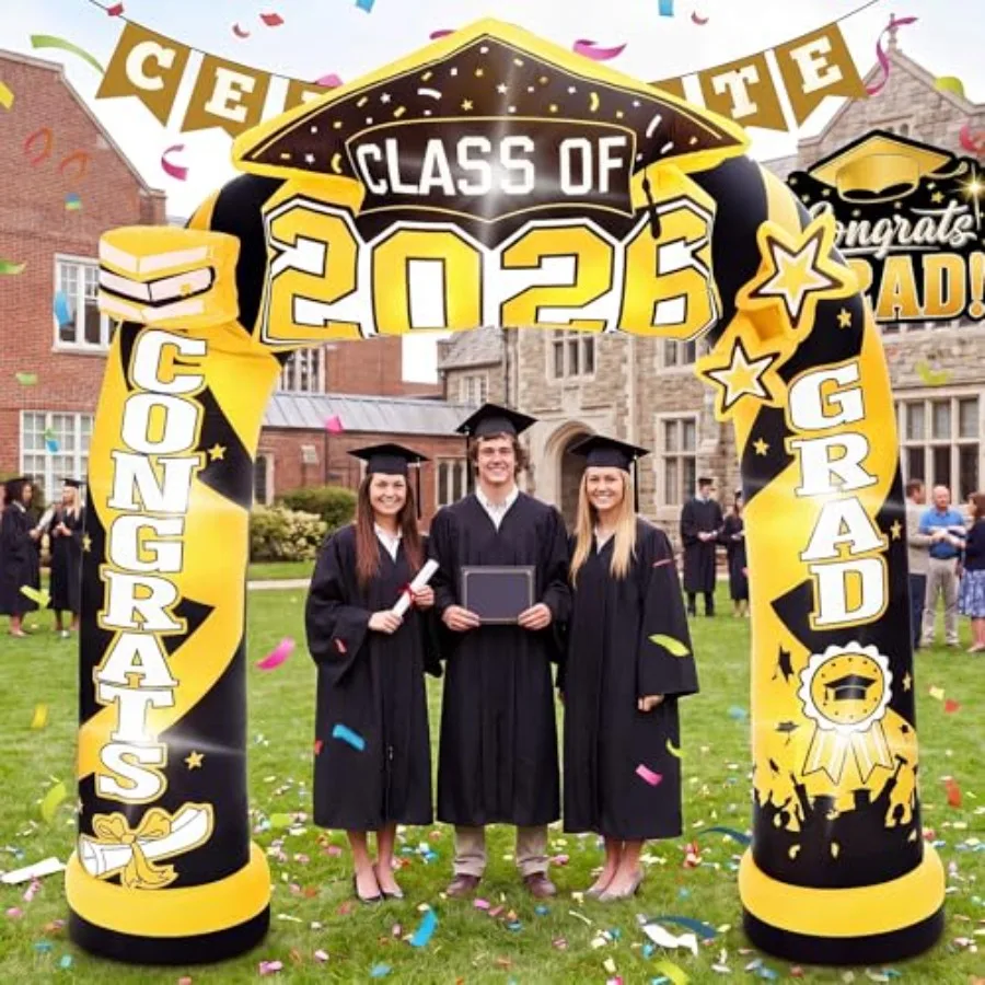 8 ft Class of 2026 Graduation Inflatable Arch Outdoor Decorations, Black and Gold Congrats Grad Blow up Inflatable Archway with
8 ft Class of 2026 Graduation Inflatable Arch Outdoor Decorations, Black and Gold Congrats Grad Blow up Inflatable Archway with
