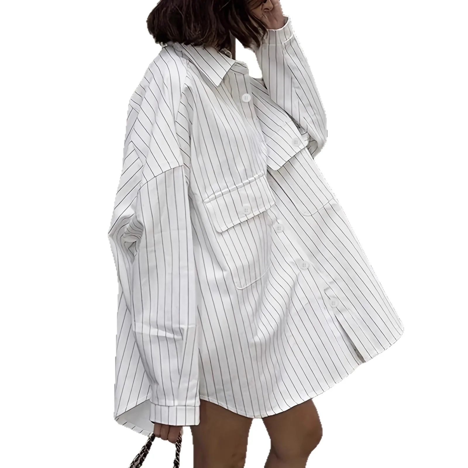 Women's Popular Spring and Summer Blouses with Elegant Collar, Black and White Stripes, Loose and Casual Long Sleeve Shirts
Women's Popular Spring and Summer Blouses with Elegant Collar, Black and White Stripes, Loose and Casual Long Sleeve Shirts