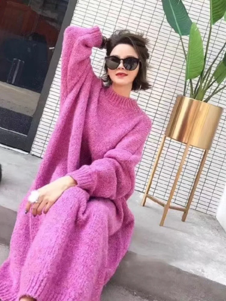 Korean Version Pink Round Neck Pullover Long Hair Dress For Women'S Winter New Thick And Loose Knitted Plus Size Dress
Korean Version Pink Round Neck Pullover Long Hair Dress For Women'S Winter New Thick And Loose Knitted Plus Size Dress