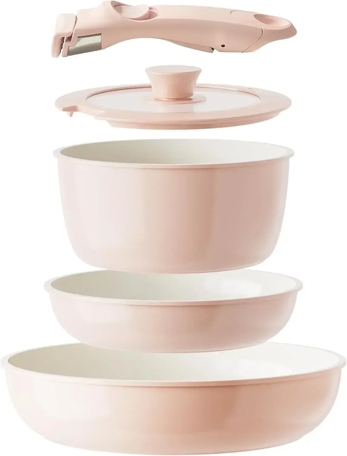 Ceramic Cookware Set, Removable Handle Pots and Pans Non-Stick, Rv Cookware Set, Non-Toxic Pots and Pans Set No PFAS, PTFE