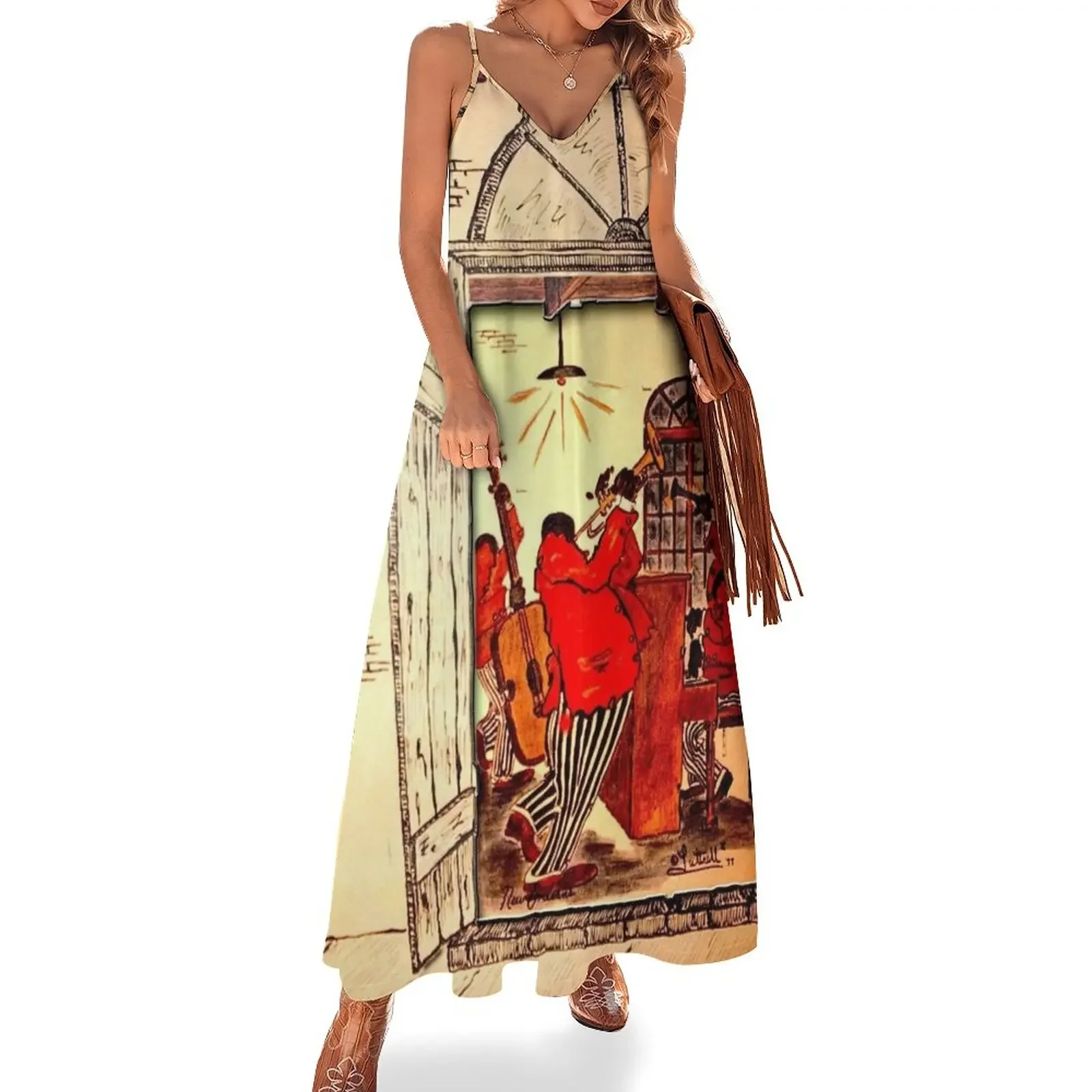 ORLEANS: Vintage Mardi Gras Jazz Advertising Print Sleeveless Dress evening dress women Bride dresses
ORLEANS: Vintage Mardi Gras Jazz Advertising Print Sleeveless Dress evening dress women Bride dresses