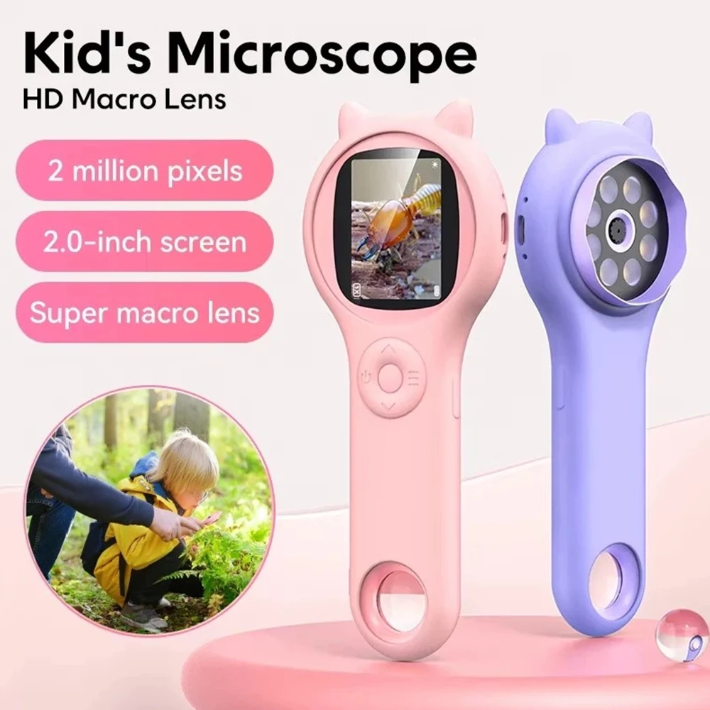 500X Handheld Digital Microscope 2 Inch IPS Screen Kids Microscope Handheld Pocket Microscope with 8LED Light Birthday Gifts Toy
500X Handheld Digital Microscope 2 Inch IPS Screen Kids Microscope Handheld Pocket Microscope with 8LED Light Birthday Gifts Toy