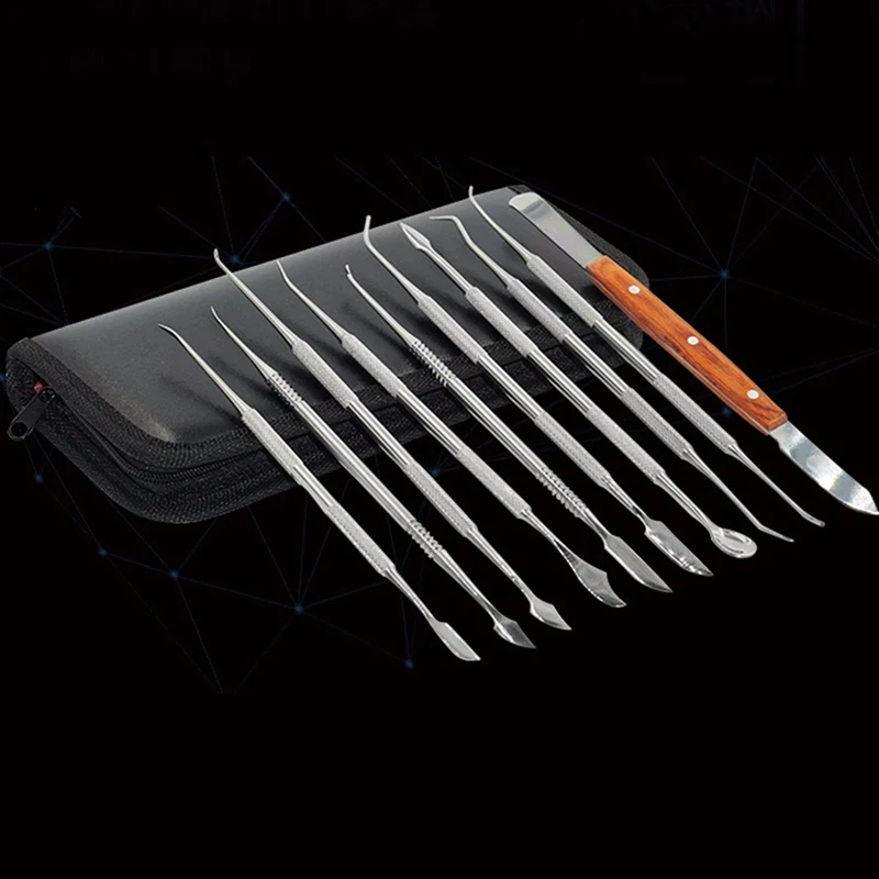 10Pcs Dental Wax Carving Tools Kit Stainless Steel Dental Lab Instruments with PU Holder for Dentists & Students
10Pcs Dental Wax Carving Tools Kit Stainless Steel Dental Lab Instruments with PU Holder for Dentists & Students