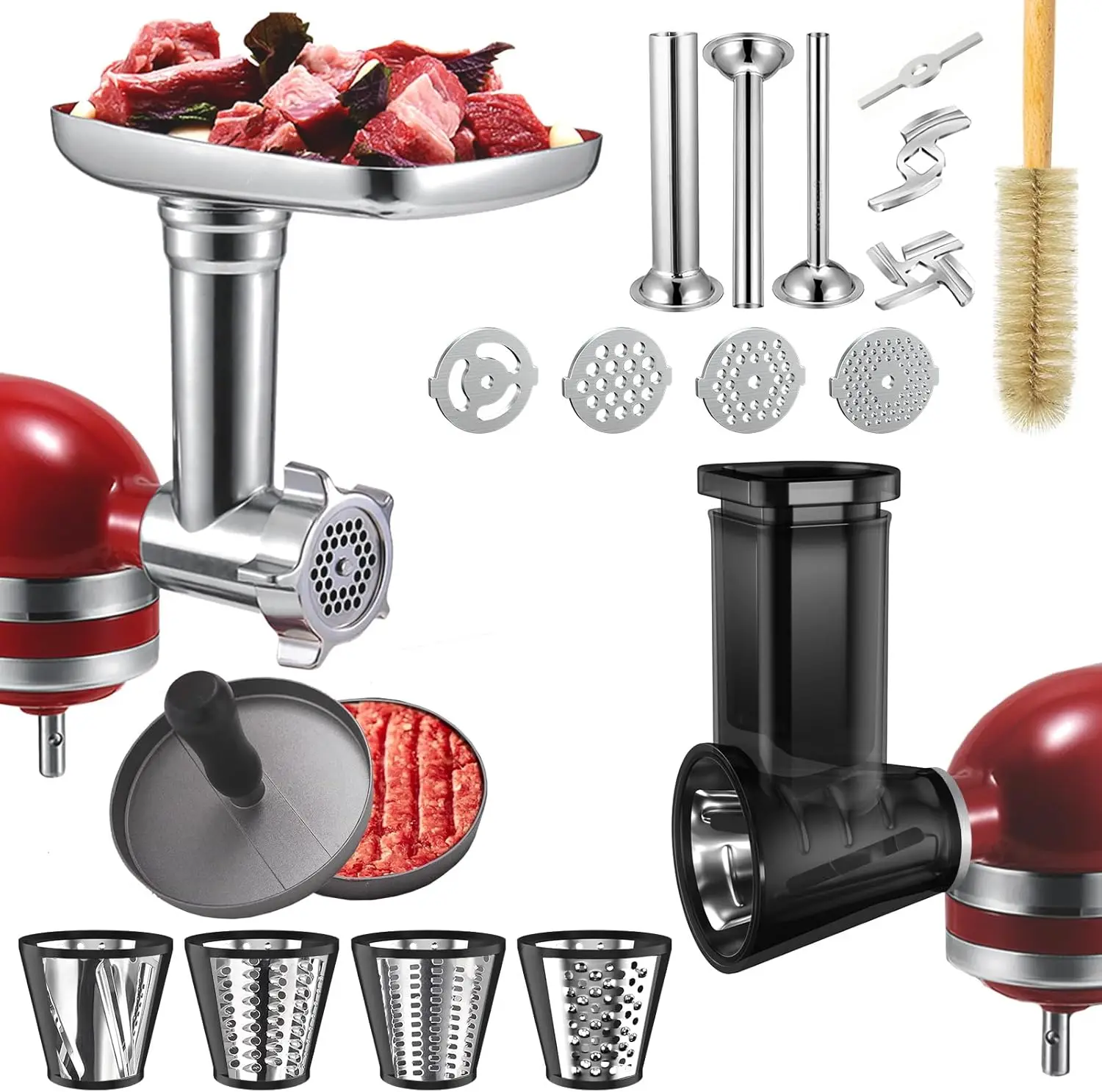 Premium Metal Food Grinder & Slicer Shredder Attachments for Stand Mixers, Includes Sausage Stuffer and Burger Press
Premium Metal Food Grinder & Slicer Shredder Attachments for Stand Mixers, Includes Sausage Stuffer and Burger Press