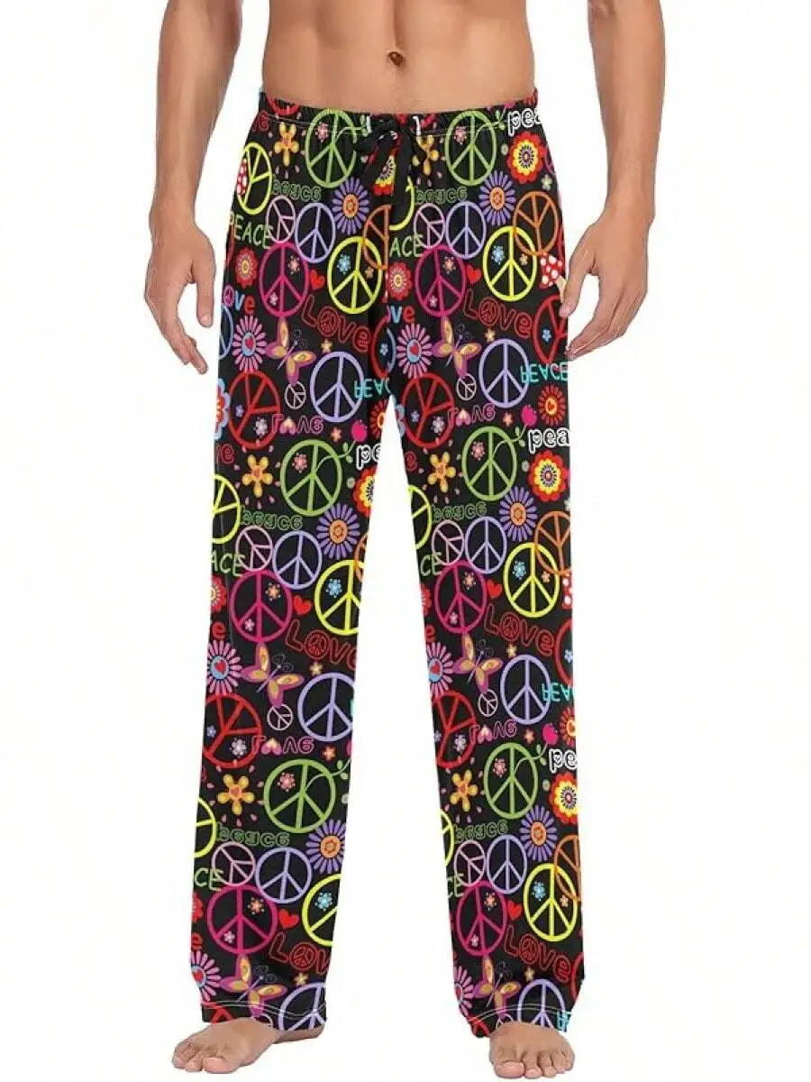 Mens Peace Sign Print Pajama Pants With Pockets Sleep Lounge Pants
Mens Peace Sign Print Pajama Pants With Pockets Sleep Lounge Pants