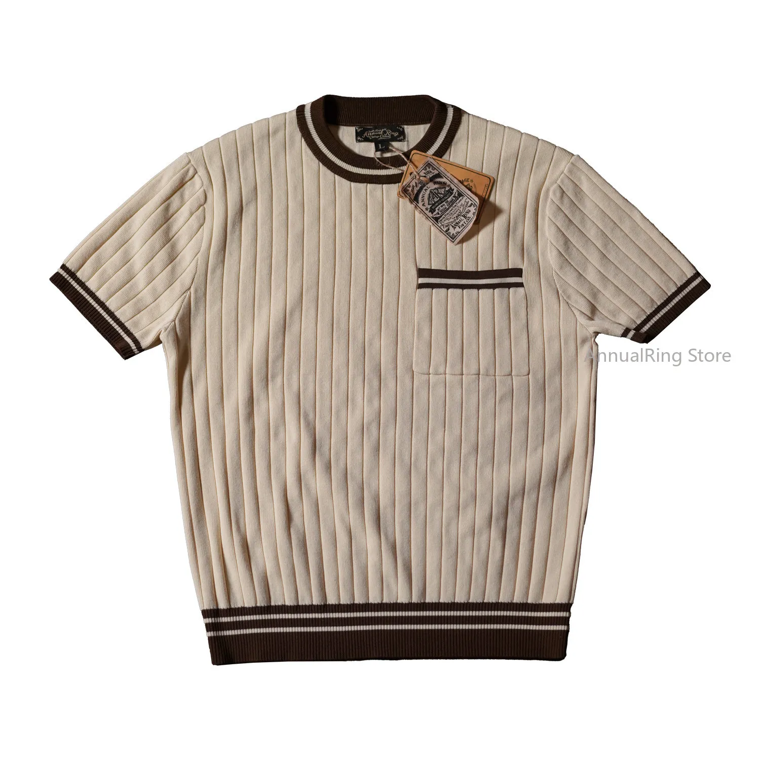 AnnualRing Men American Vintage Knit Short Sleeve T-shirt Pure Cotton Crew Neck Pocket Casual Summer Top
AnnualRing Men American Vintage Knit Short Sleeve T-shirt Pure Cotton Crew Neck Pocket Casual Summer Top
