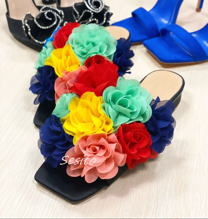 Open Square Toe Multi Color Flower Mules Low Heels Fashion Women Summer Casual Shoes Slip On Flat Slipper Dress Comfort Shoes
Open Square Toe Multi Color Flower Mules Low Heels Fashion Women Summer Casual Shoes Slip On Flat Slipper Dress Comfort Shoes