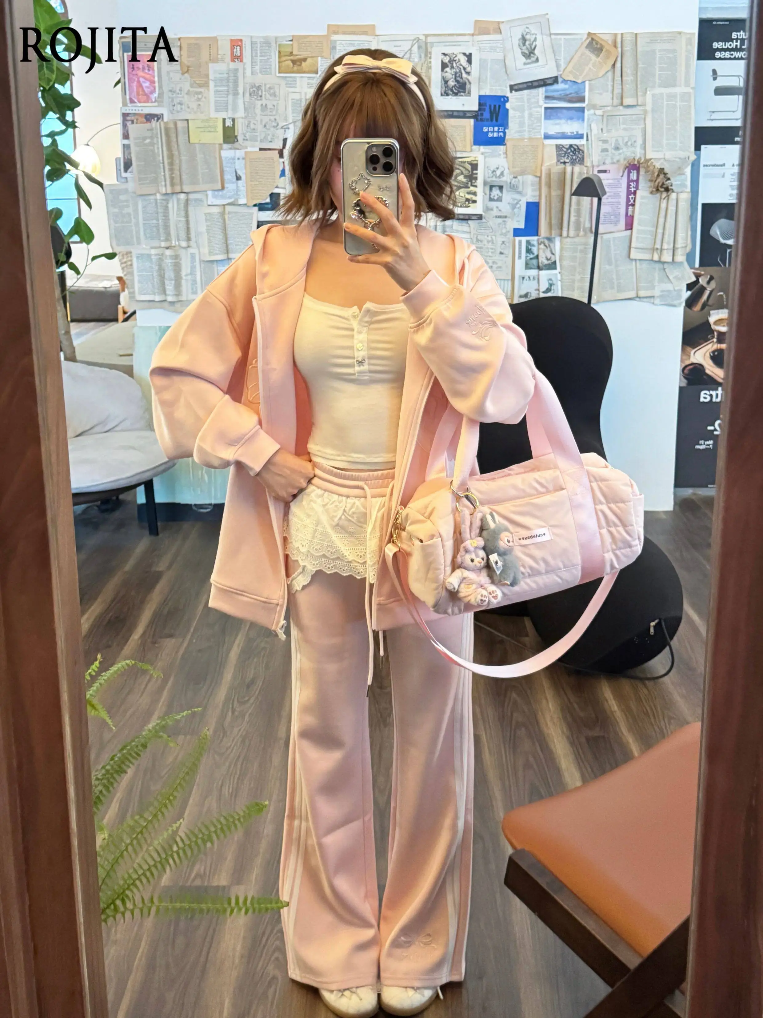 Bow Embroidery Lace Trim Zip Up Hoodie Japanese Style Sweet GirlStripe Wide Leg Pants Casual Sports Set Women's Outfit
Bow Embroidery Lace Trim Zip Up Hoodie Japanese Style Sweet GirlStripe Wide Leg Pants Casual Sports Set Women's Outfit