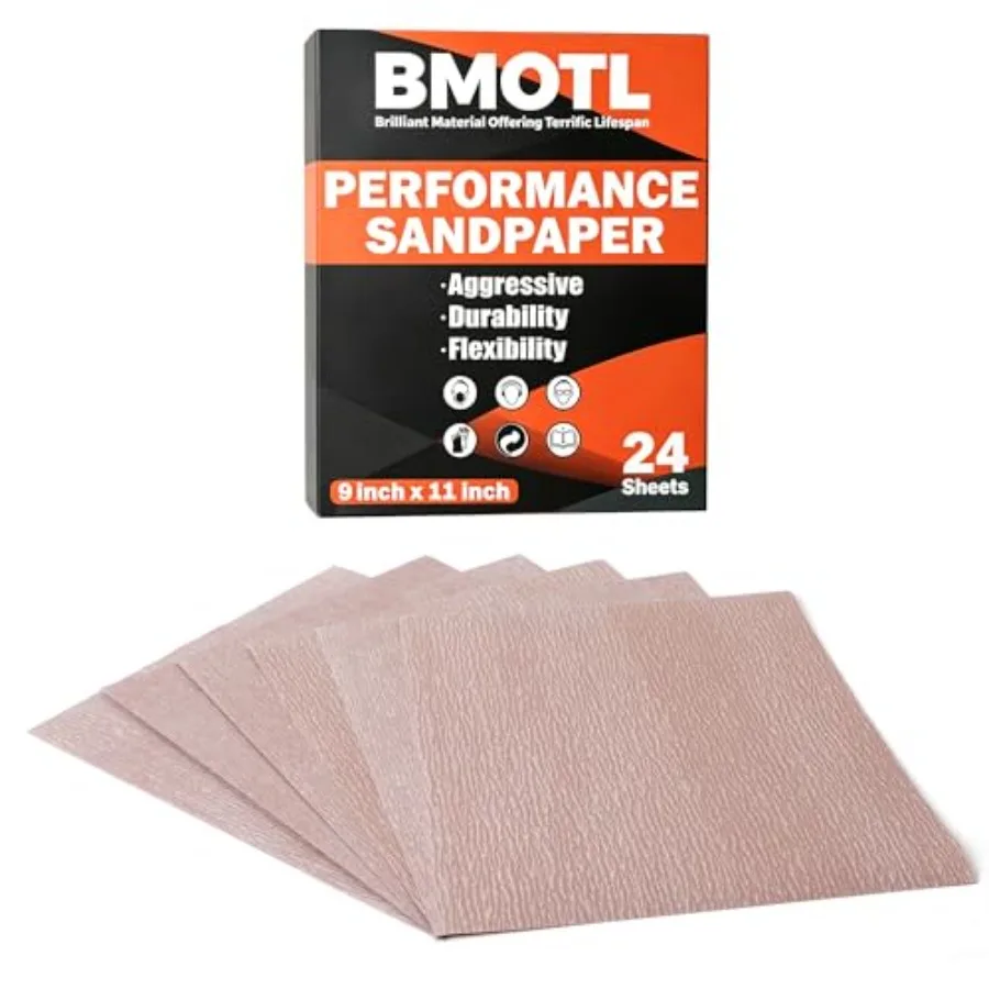 Aluminum Oxide Sandpaper Sheets 9x11, 600 Grit 24 Pack Premium Wet and Dry Sand Paper for Wood, Drywall, Metal, Plastic, Automo
Aluminum Oxide Sandpaper Sheets 9x11, 600 Grit 24 Pack Premium Wet and Dry Sand Paper for Wood, Drywall, Metal, Plastic, Automo