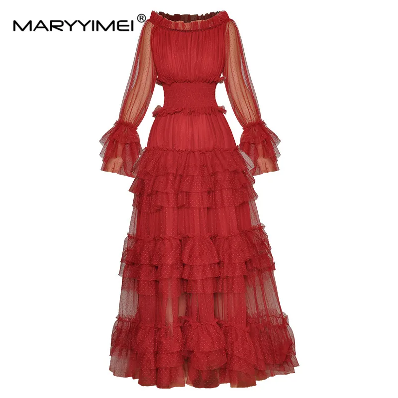 MARYYIMEI Autumn Fashion Women's dress Long sleeved Elastic waist Mesh Party Ball Gown Dresses
MARYYIMEI Autumn Fashion Women's dress Long sleeved Elastic waist Mesh Party Ball Gown Dresses