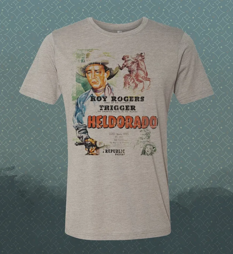 Heldorado : Roy Rogers| Trigger | Las Vegas Movie-inspired Retro Vintage-Style Tee - 1946 Country Western Musical Rodeo Horse
Heldorado : Roy Rogers| Trigger | Las Vegas Movie-inspired Retro Vintage-Style Tee - 1946 Country Western Musical Rodeo Horse
