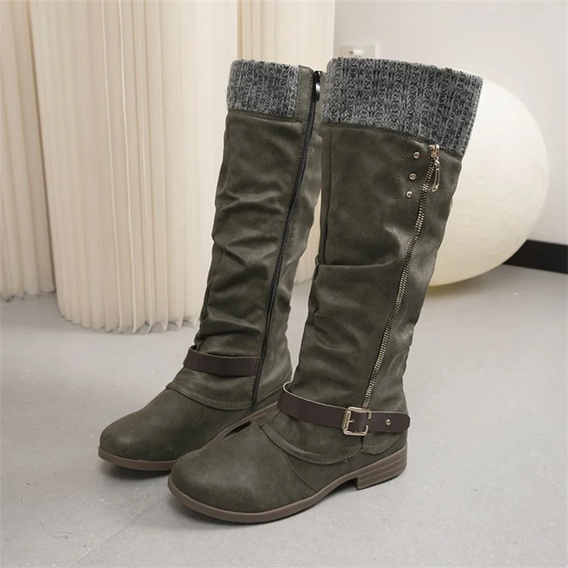 Large size women's shoes autumn and winter new women's leather boots with side zippers, high boots, low heels, knight boots
Large size women's shoes autumn and winter new women's leather boots with side zippers, high boots, low heels, knight boots