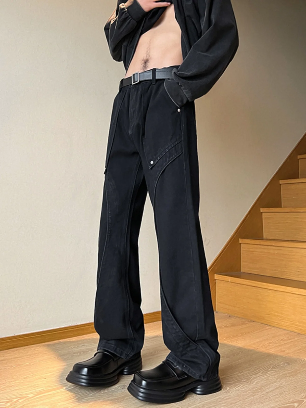 Мужские джинсы в американском ретро-стиле, прямые брюки для работы, свободные расклешенные брюки, повседневные джинсы свободного кроя с прямыми штанинами
Мужские джинсы в американском ретро-стиле, прямые брюки для работы, свободные расклешенные брюки, повседневные джинсы свободного кроя с прямыми штанинами