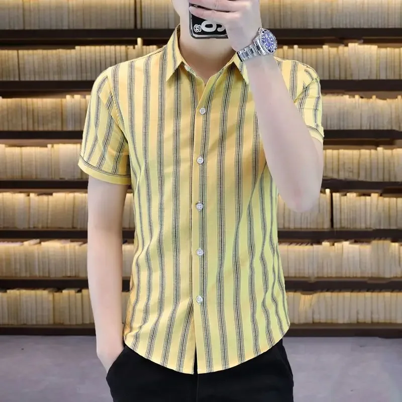 Black Red Shirts for Men Yellow Short Sleeve Man ShirtShort Striped Green White Blue Silk Sale with Collar Casual Normal Summer
Black Red Shirts for Men Yellow Short Sleeve Man ShirtShort Striped Green White Blue Silk Sale with Collar Casual Normal Summer