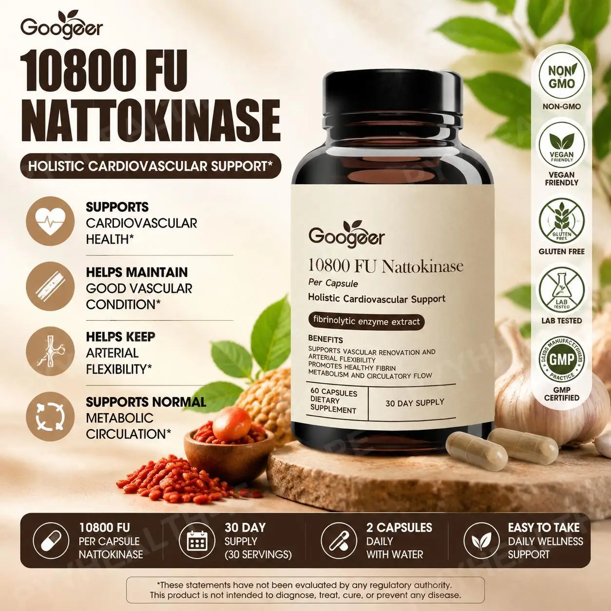 Googeer Advanced Enzyme CoQ10 Formula Capsules Clean Vegan Non GMO Daily Wellness Support Supplement 60 Capsules Easy Use
Googeer Advanced Enzyme CoQ10 Formula Capsules Clean Vegan Non GMO Daily Wellness Support Supplement 60 Capsules Easy Use