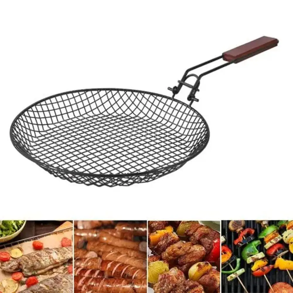 Foldable Steel Carbonl Grill Basket Perforated Heat-Resistant Barbecue Pan Multifunctional with Folding Wooden Handle
Foldable Steel Carbonl Grill Basket Perforated Heat-Resistant Barbecue Pan Multifunctional with Folding Wooden Handle