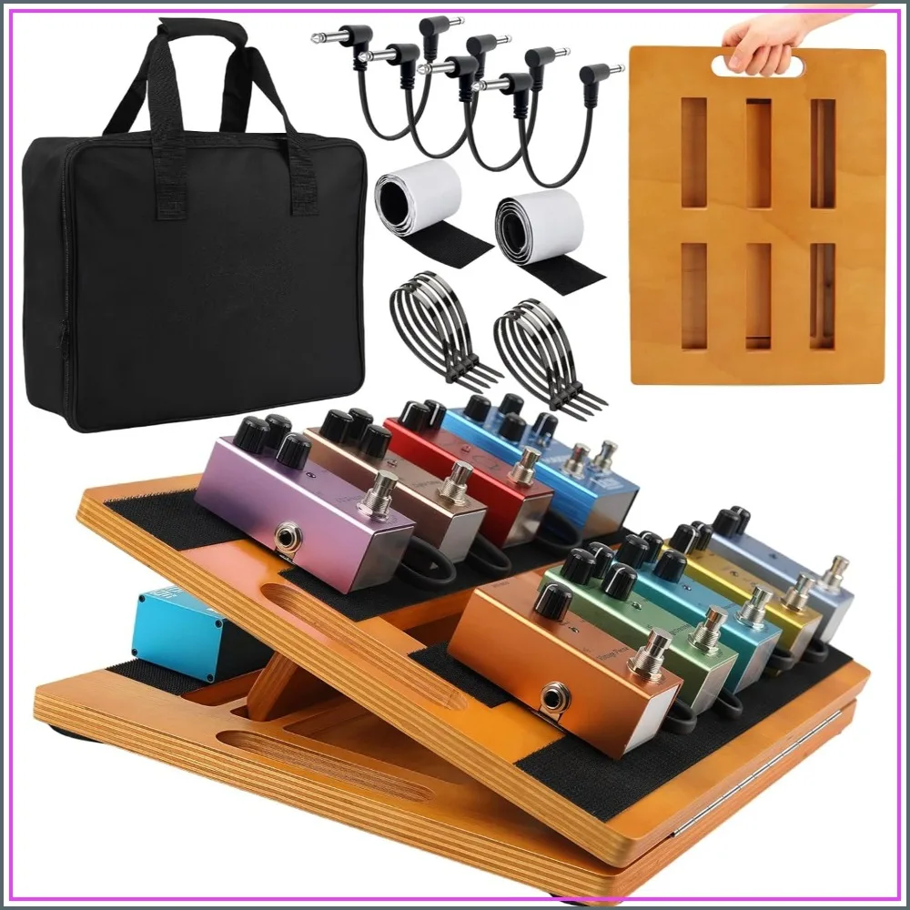 Wooden Guitar Pedal Board 15.75" x 11.8", Foldable 2-Level Adjustable Height Lightweight Pedal Stand, with 4 Pcs 6" Patch Cables, Portable Carry Bag, Hook-and-Loop Tapes
Wooden Guitar Pedal Board 15.75" x 11.8", Foldable 2-Level Adjustable Height Lightweight Pedal Stand, with 4 Pcs 6" Patch Cables, Portable Carry Bag, Hook-and-Loop Tapes